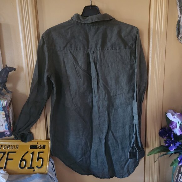 A1  Lord & Taylor - Classic 100% Linen Shirt - Classic Fit - Green - Sz M - Picture 2 of 4